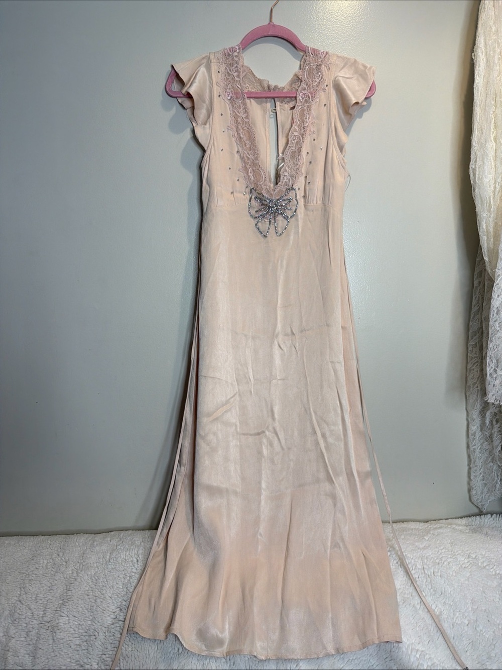 Free People Tied With Joy Embellished Bows Coquette Midi dress XS - Picture 5 of 10